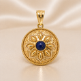 19.2K Portuguese Gold | Blue Enamel Pendant