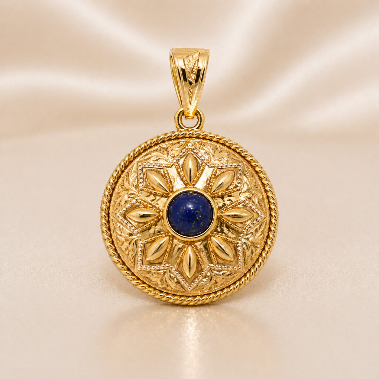 19.2K Portuguese Gold | Blue Enamel Pendant