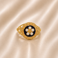 19.2K Portuguese Gold | Blue Enamel White Flower Petal Ring
