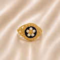 19.2K Portuguese Gold | Blue Enamel White Flower Petal Ring