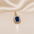 19.2K Portuguese Gold | Blue Sapphire With CZ Pendant