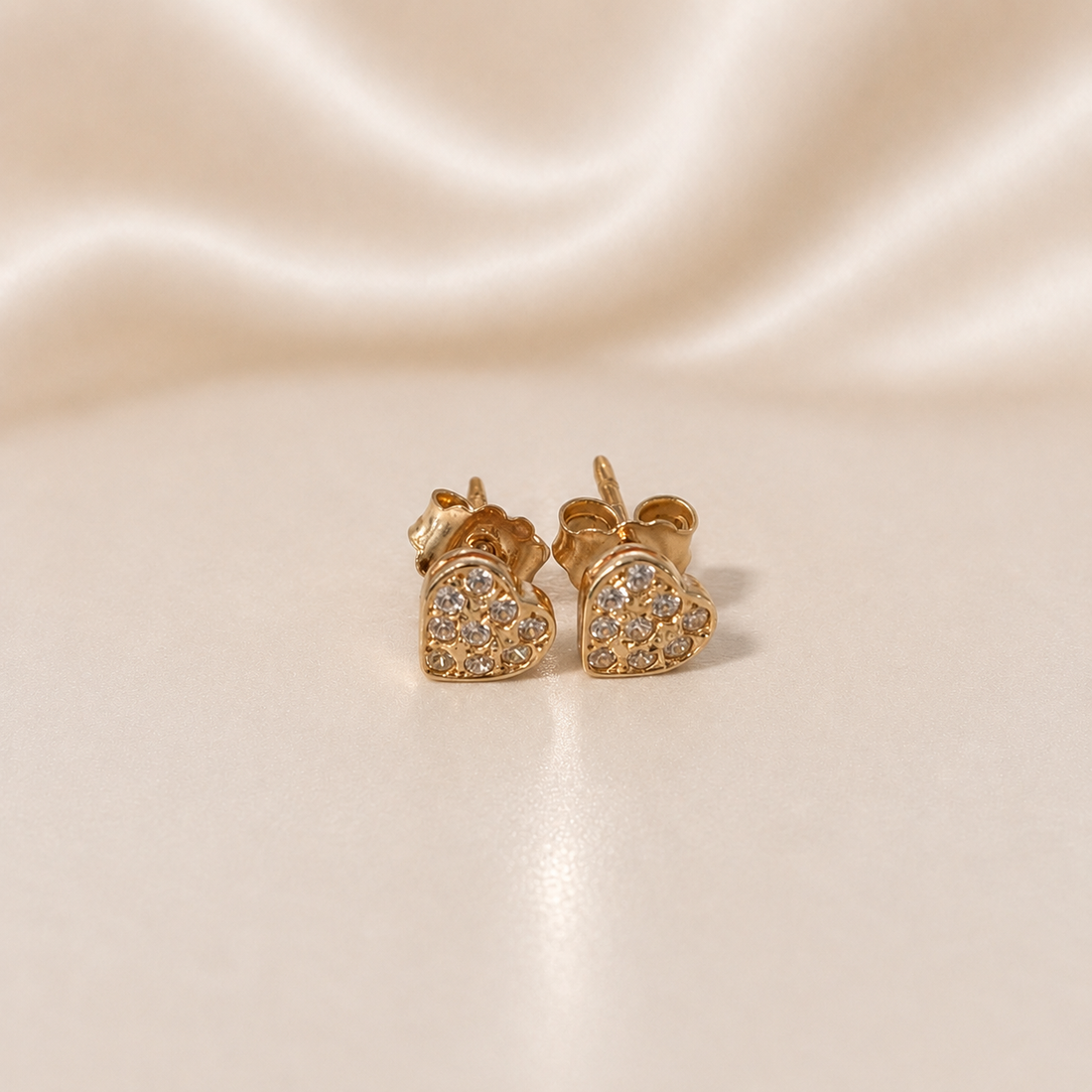 19.2K Portuguese Gold | CZ Gold Heart Earrings