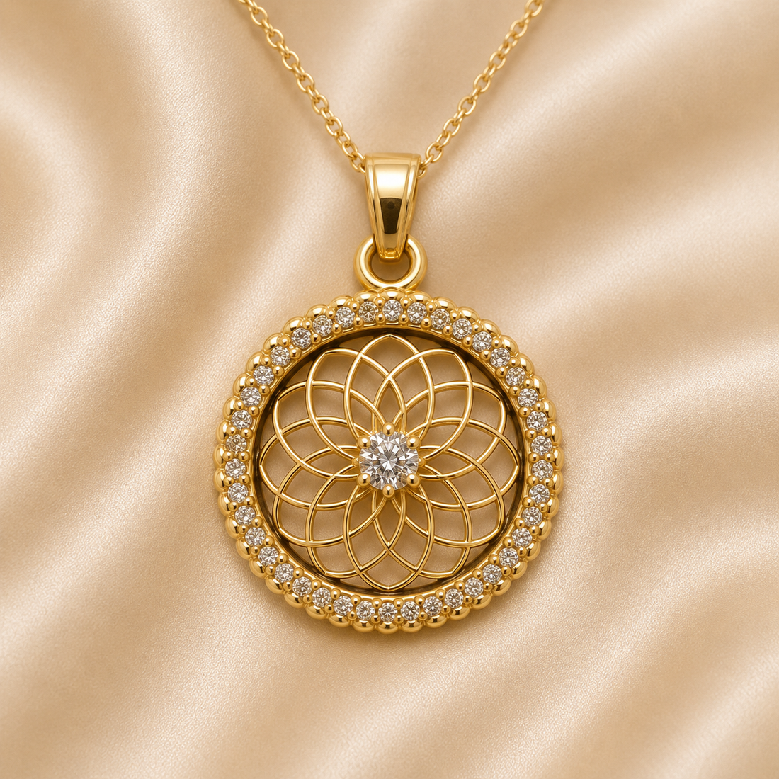 19.2K Portuguese Gold | CZ Spiral Pendant