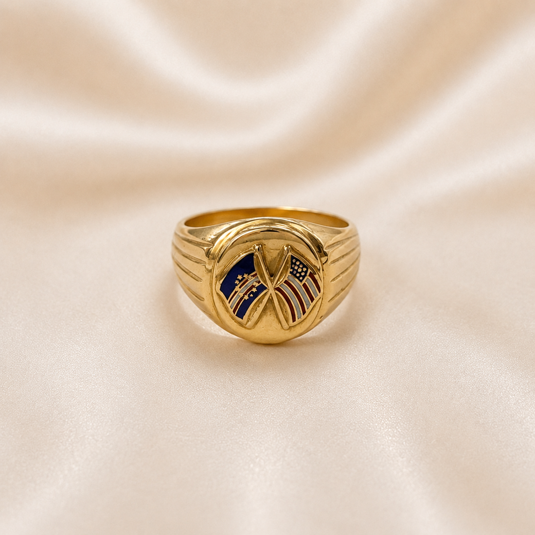 19.2K Portuguese Gold | Cape Verdean/American Flag Ring