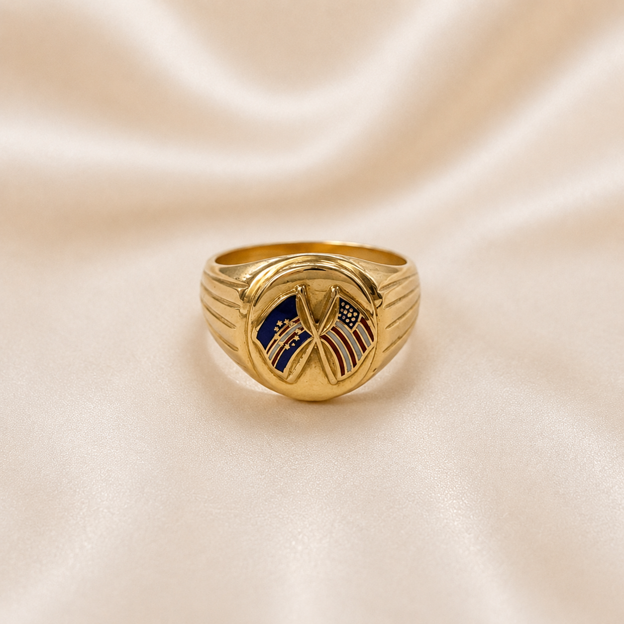 19.2K Portuguese Gold | Cape Verdean/American Flag Ring