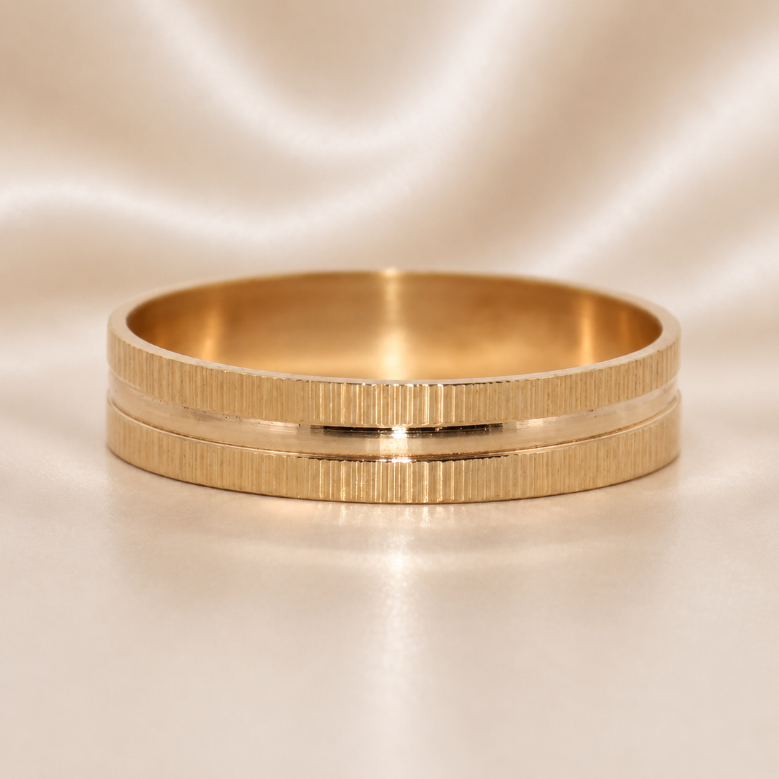 19.2K Portuguese Gold | Coin Edge Design Wedding Band