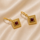 19.2K Portuguese Gold | Colored Stone Huggie Earrings  red