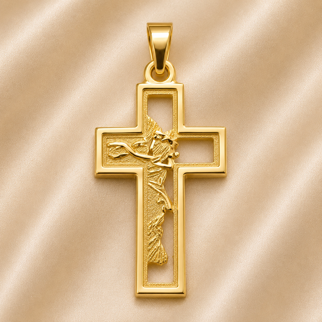 19.2K Portuguese Gold | Crucifix Cut-Out Design Pendant