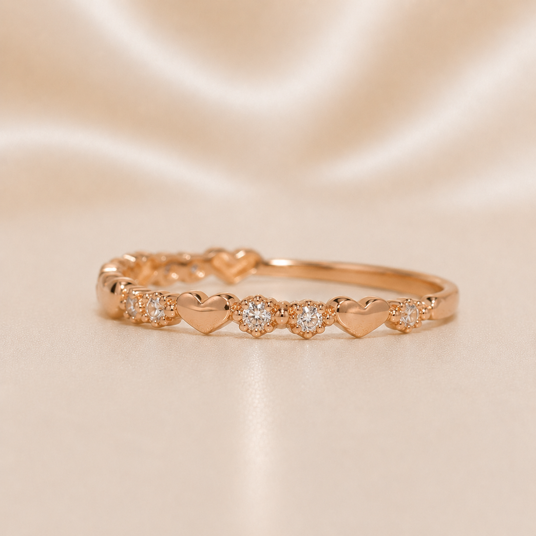 19.2K Portuguese Gold | Dainty Heart CZ Ring stackable dainty ring 