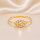 19.2K Portuguese Gold | Dainty Leaf CZ Ring 