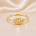 19.2K Portuguese Gold | Dainty Leaf CZ Ring 