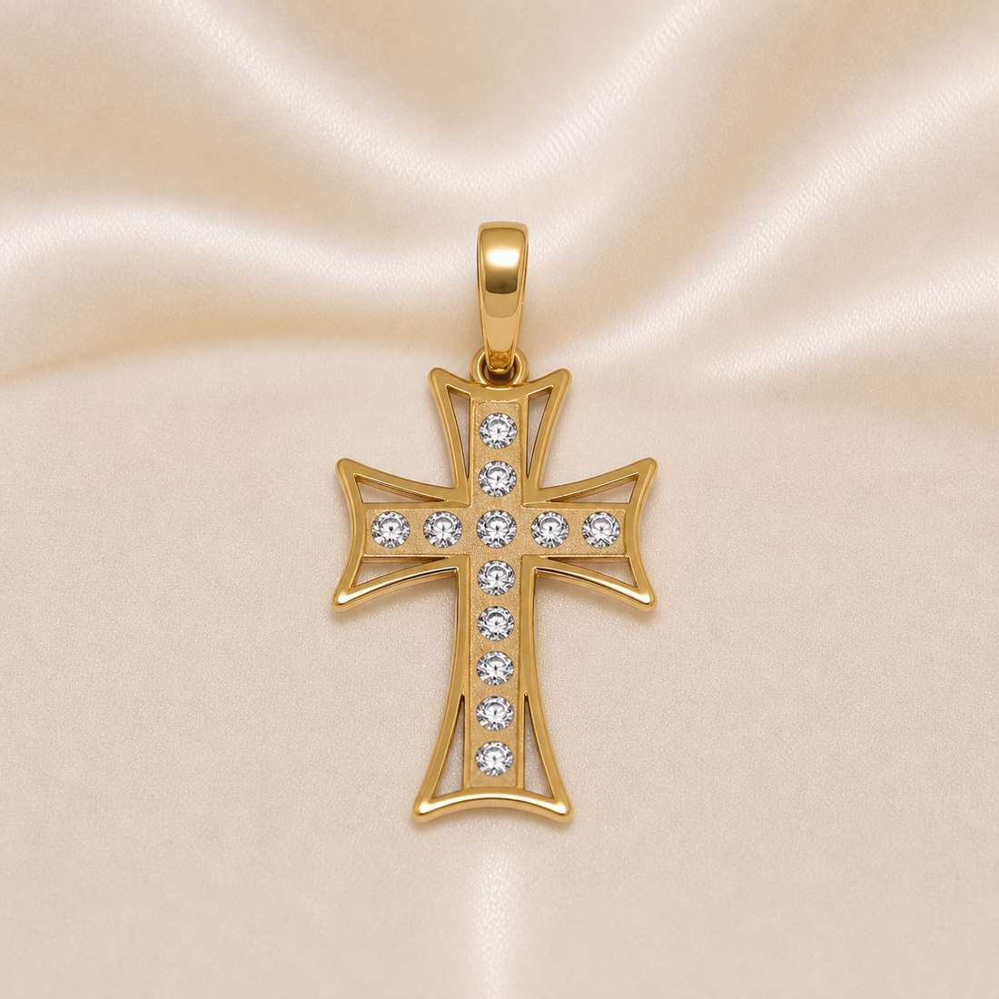 19.2K Portuguese Gold | Elegant Pave CZ Cross