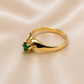 19.2K Portuguese Gold | Emerald Solitaire Bypass Ring Vintage Minimalist