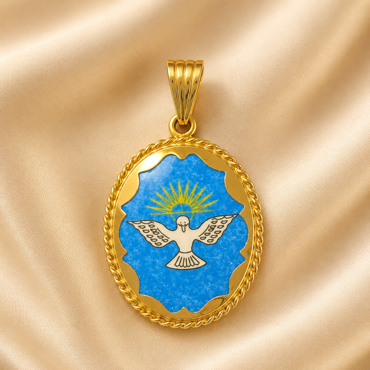 19.2K Portuguese Gold | Espirito Santo (Holy Spirit) Pendant dove