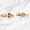 19.2K Portuguese Gold | Flat Heart CZ Earrings Cubic Zirconia 
