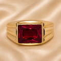 19.2K Portuguese Gold | Garnet Hollow Ring