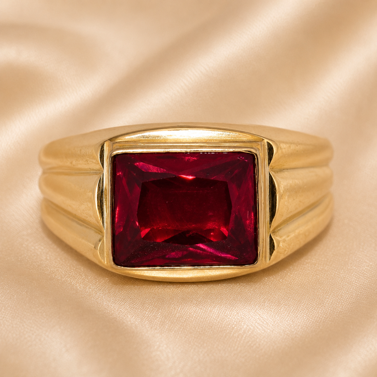 19.2K Portuguese Gold | Garnet Hollow Ring