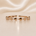 19.2K Portuguese Gold | Half Eternity Sideways Heart CZ Ring