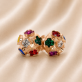19.2K Portuguese Gold | Half Mina Multicolored Studs
