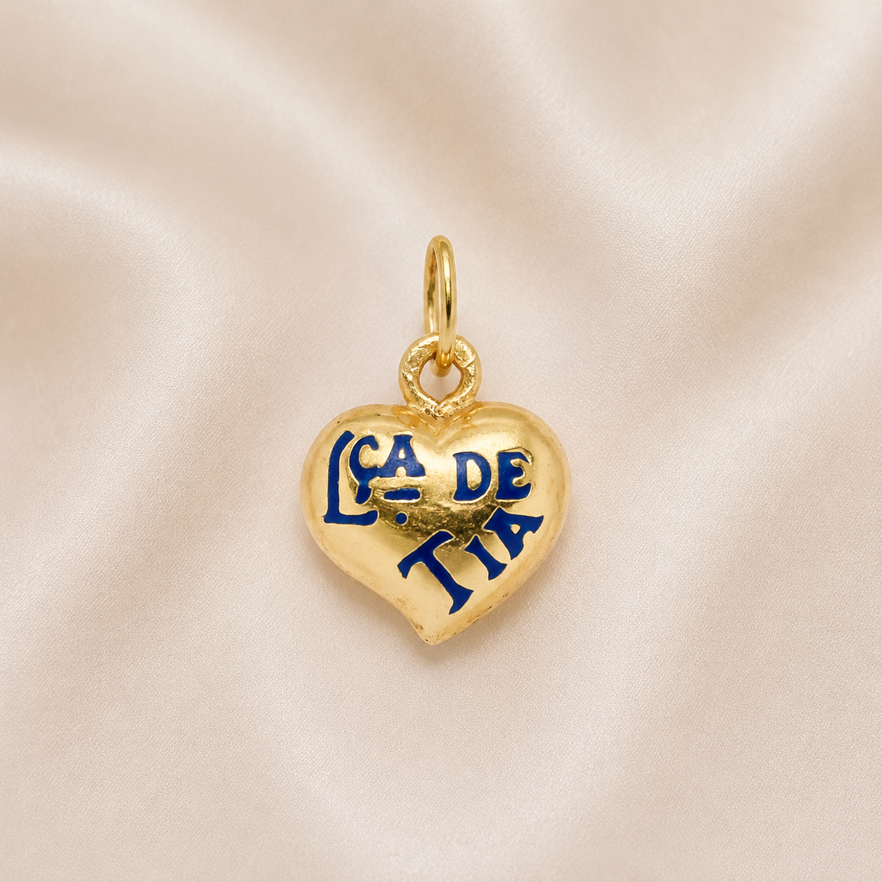 19.2K Portuguese Gold | Heart Lca. De Tia ( Aunt )  Charm