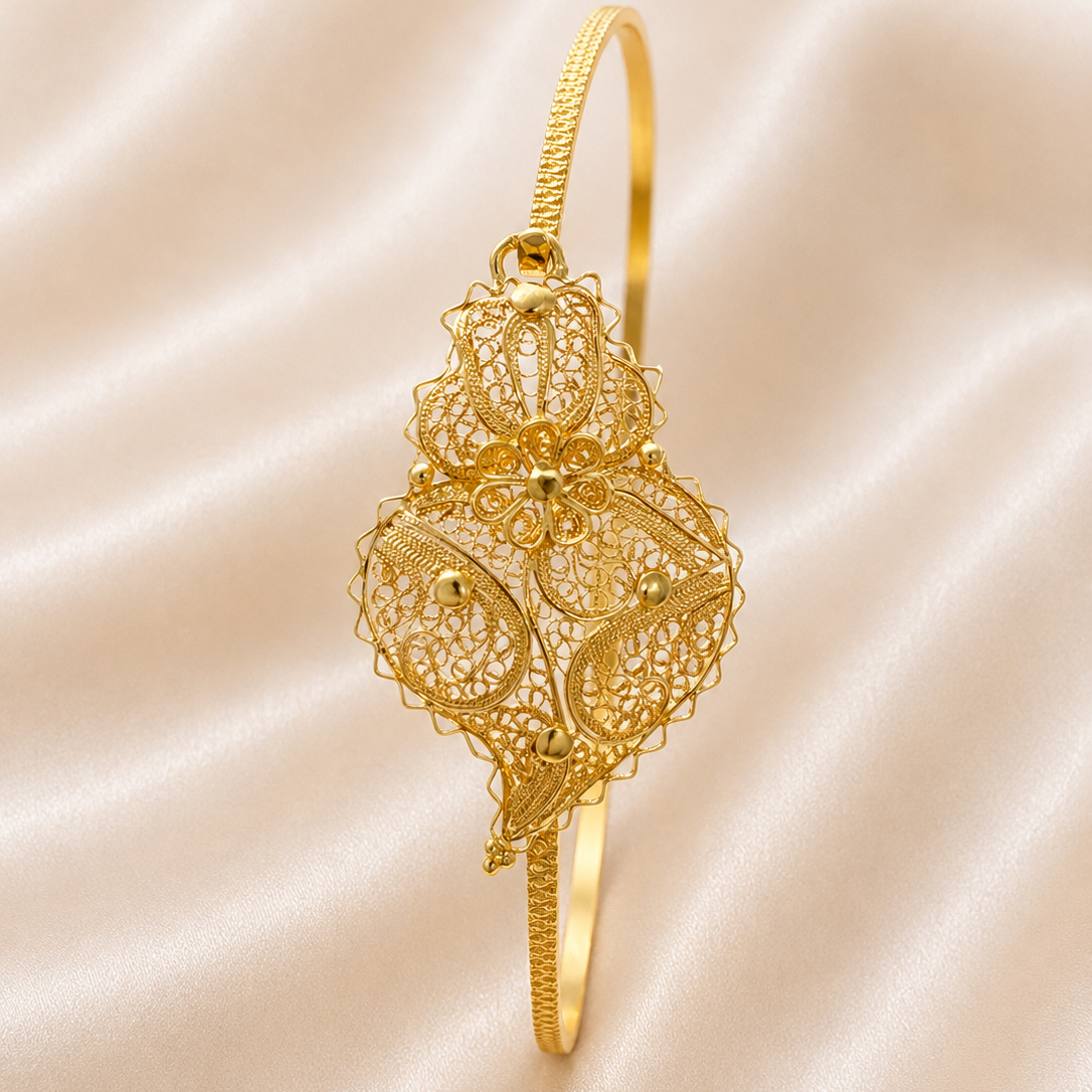 19.2K Portuguese Gold | Heart Of Vienna Bangle Bracelet