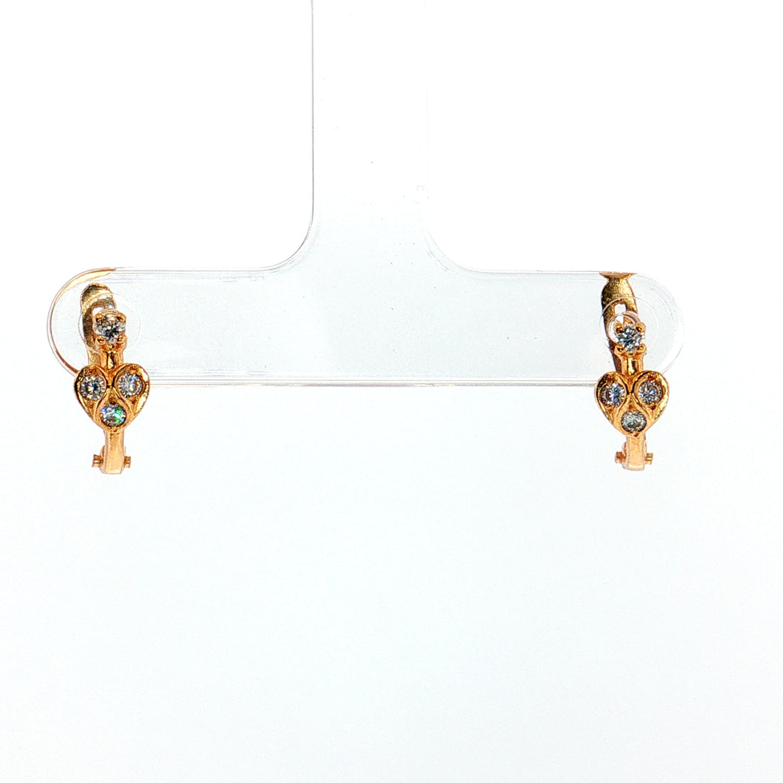 19.2K Portuguese Gold | Huggie CZ Heart Earrings