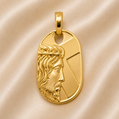 19.2K Portuguese Gold | Jesus Medallion with a Crown of Thorns Pendant