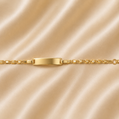 19.2K Portuguese Gold | Kids Flat Link ID Bracelet 5.5" With Adjustable Links