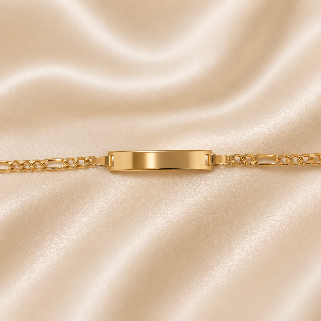 19.2K Portuguese Gold | Kids ID Figaro Bracelet 6" With Adjustable Links