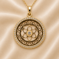 19.2K Portuguese Gold | Large CZ Spiral Pendant