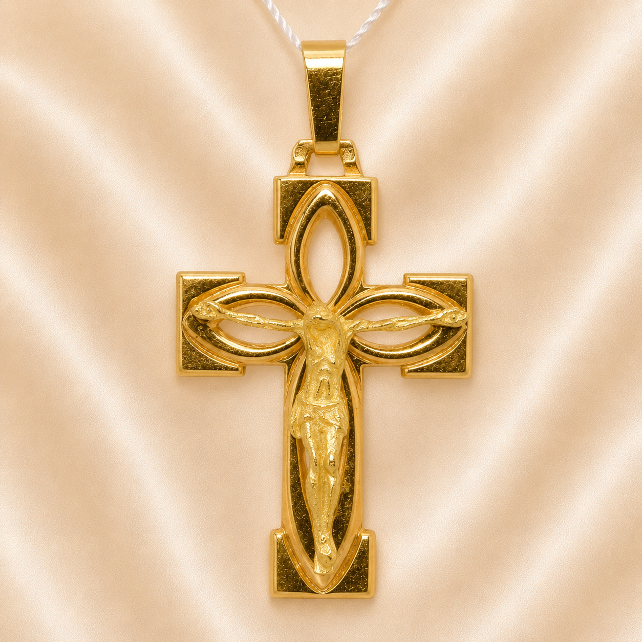 19.2K Portuguese Gold | Large Detailed Cross with Jesus Pendant