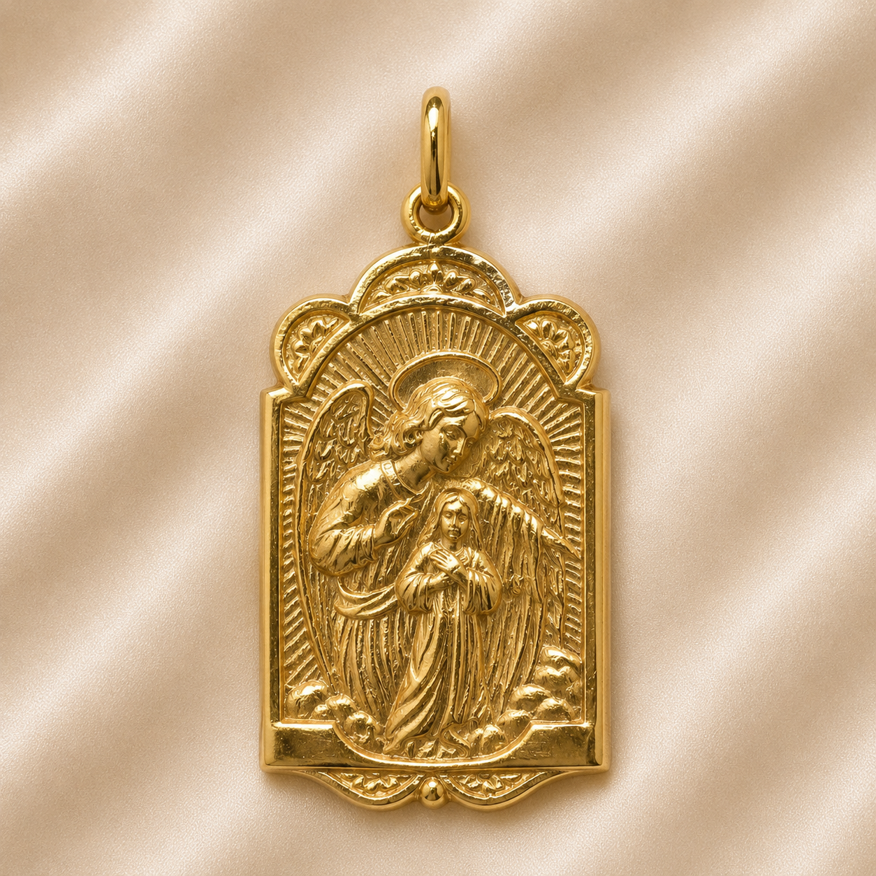 19.2K Portuguese Gold | Large Guardian Angel Pendant