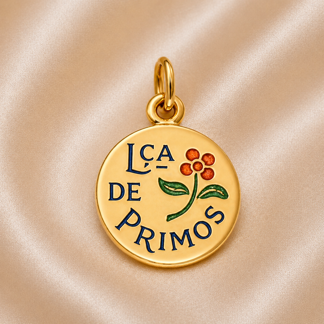 19.2K Portuguese Gold | Large Lca De Primos ( Cousins ) Charms Cousins Gift Ideas Charm for Family Communion Baptism
