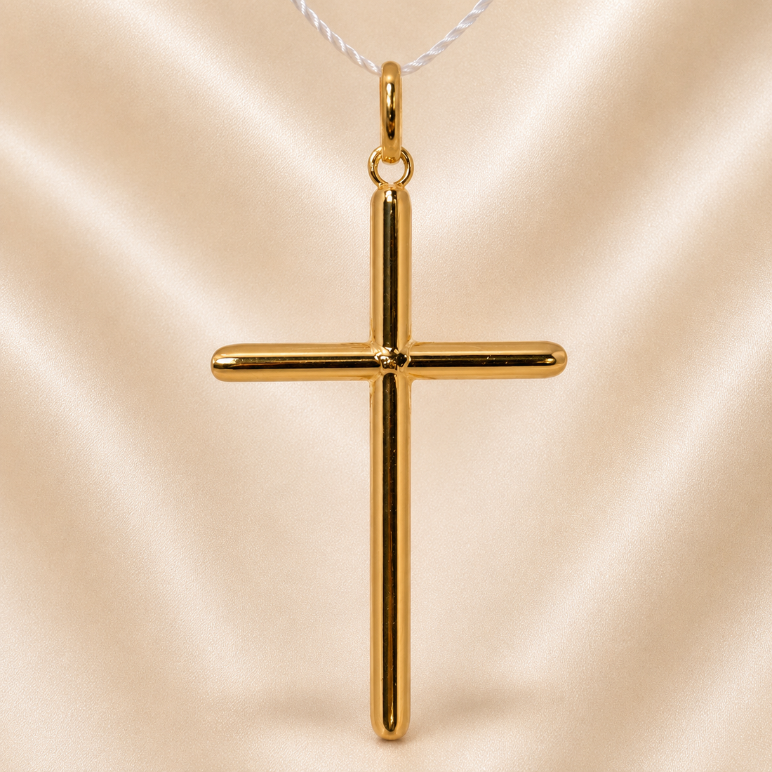 19.2K Portuguese Gold | Large Plain Cross Pendant