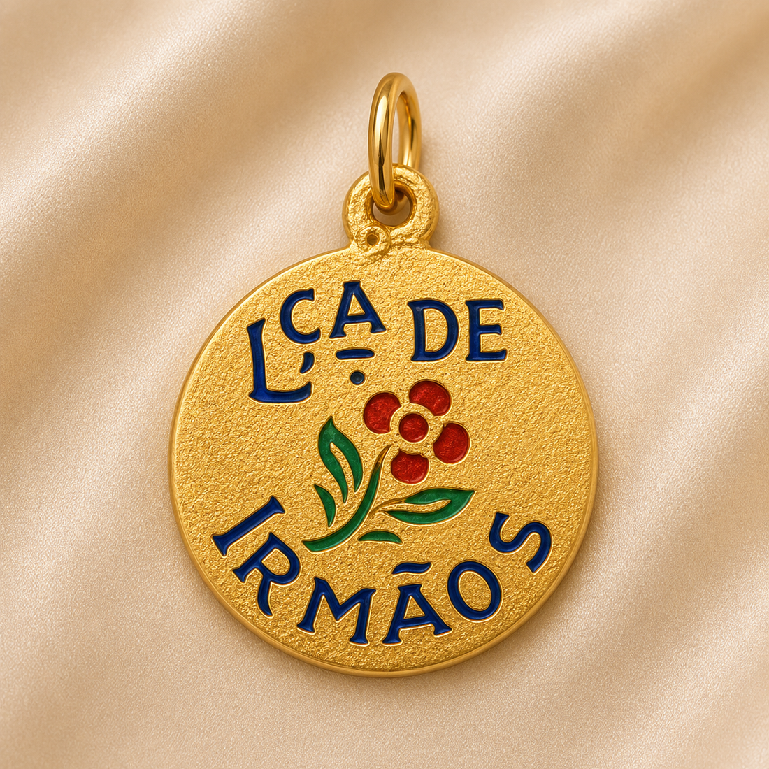 19.2K Portuguese Gold | Lca De Irmaos (Siblings) Red Flower Charms