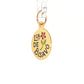 A gold oval pendant charm featuring the Spanish phrase 'LA CA DE BISAVO' in black lettering, a small red flower, and green leaves, suspended from a clear plastic string against a white background. 19.2K Portuguese Gold | Lca de Bisavó (Great Grandmother) Charms 