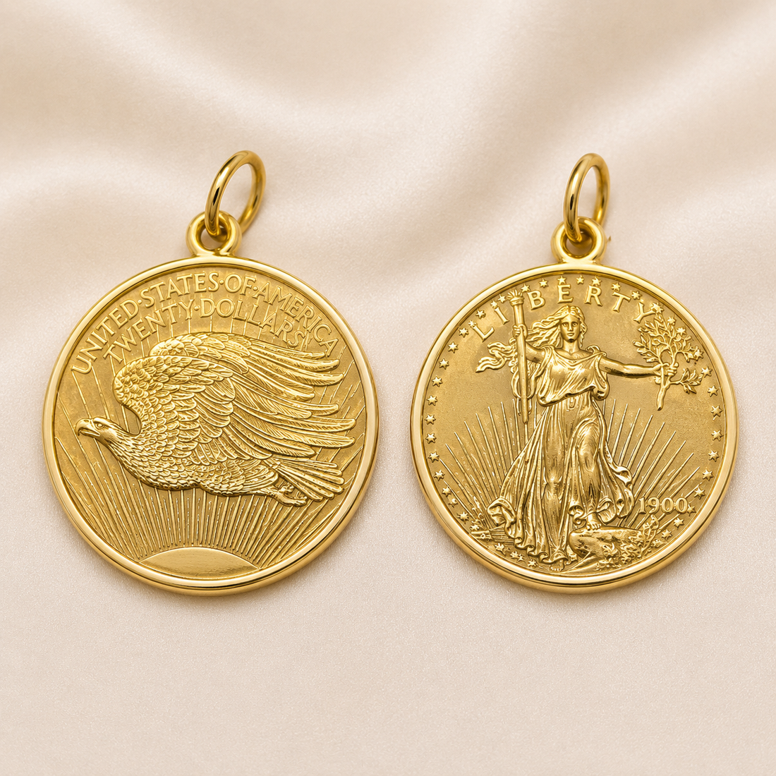 19.2K Portuguese Gold | Liberty Coin Style Pendant