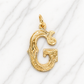 Gold letter 'G' pendant on a white background 19.2K Portuguese Gold | Medium Initial Charms Letter G Initial 