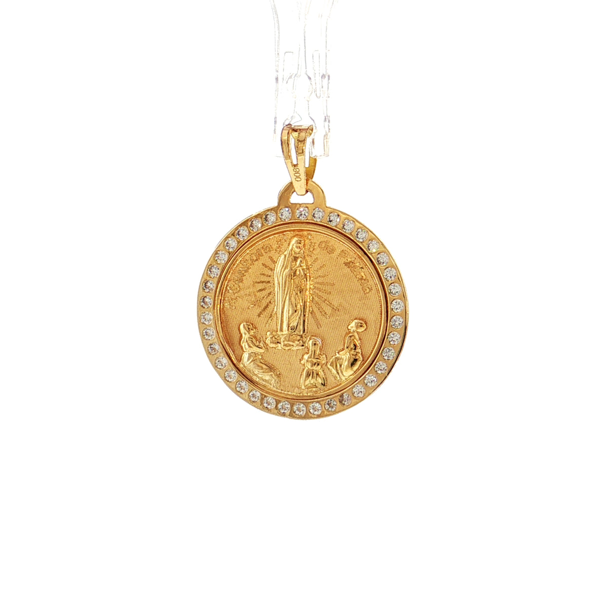 19.2K Portuguese Gold | N. Senhora De Fatima CZ Charm Pendant (Our Lady of Fatima)