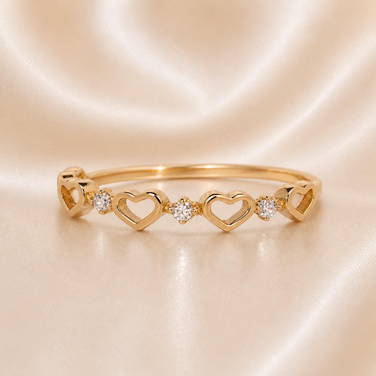 19.2K Portuguese Gold | Open Heart CZ Ring