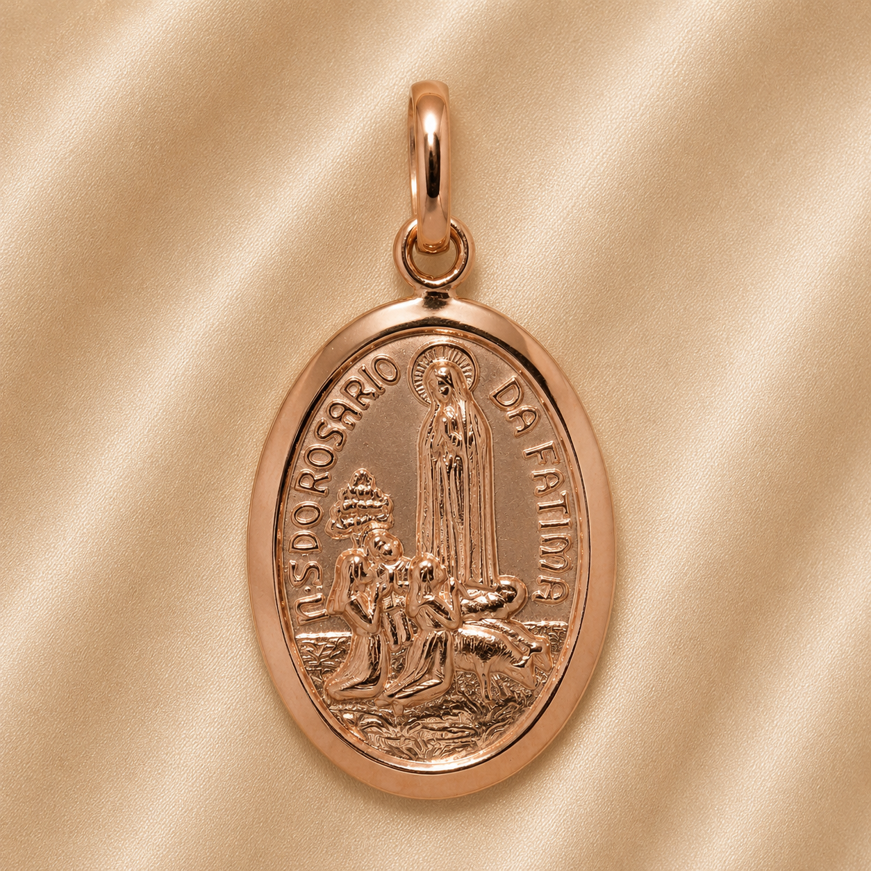 19.2K Portuguese Gold | Our Lady of the Rosary of Fatima " O.S Do Rosario Da Fatima " Charm