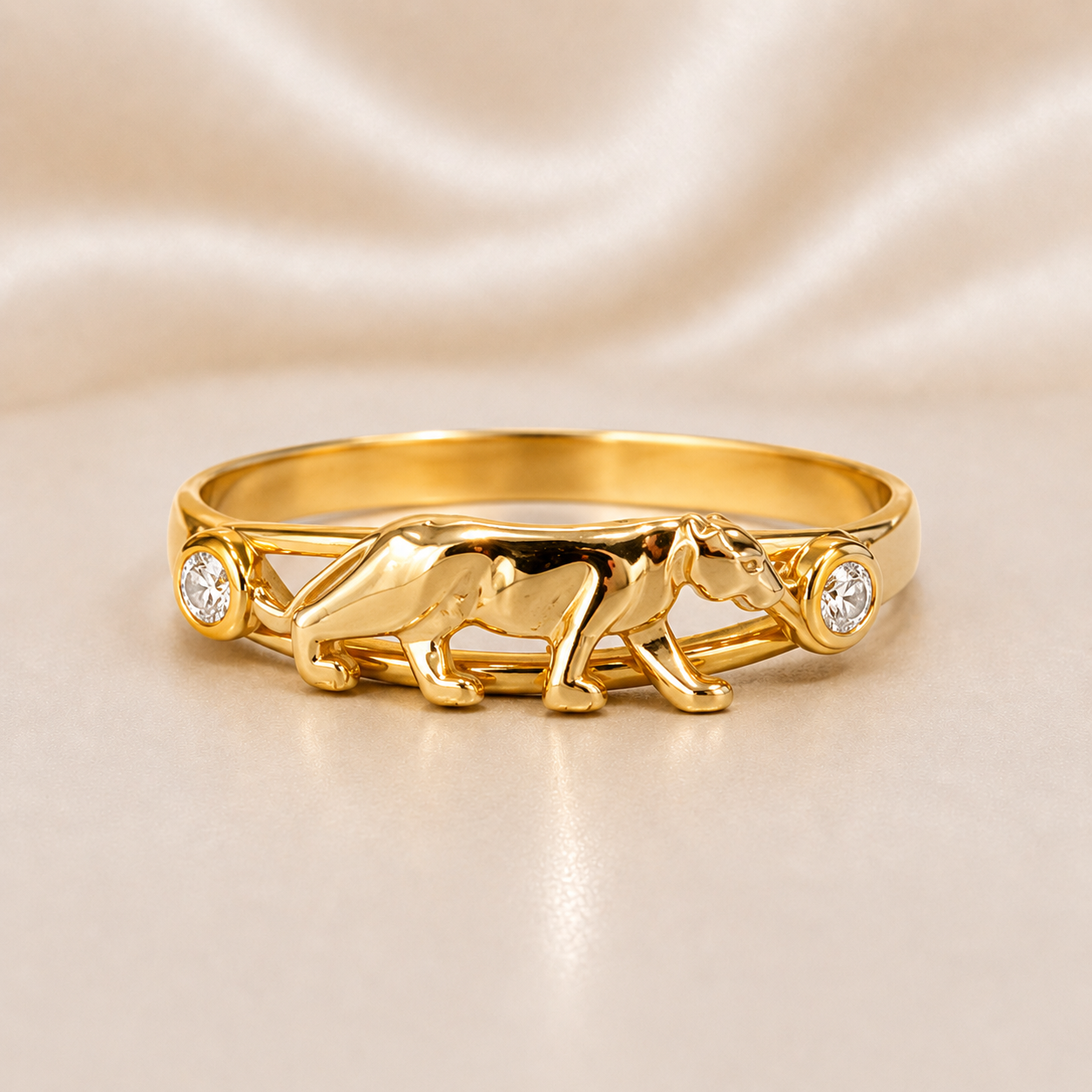 19.2K Portuguese Gold | Panther CZ Ring 