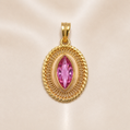 19.2K Portuguese Gold | Pink Marquise Shaped Pendant