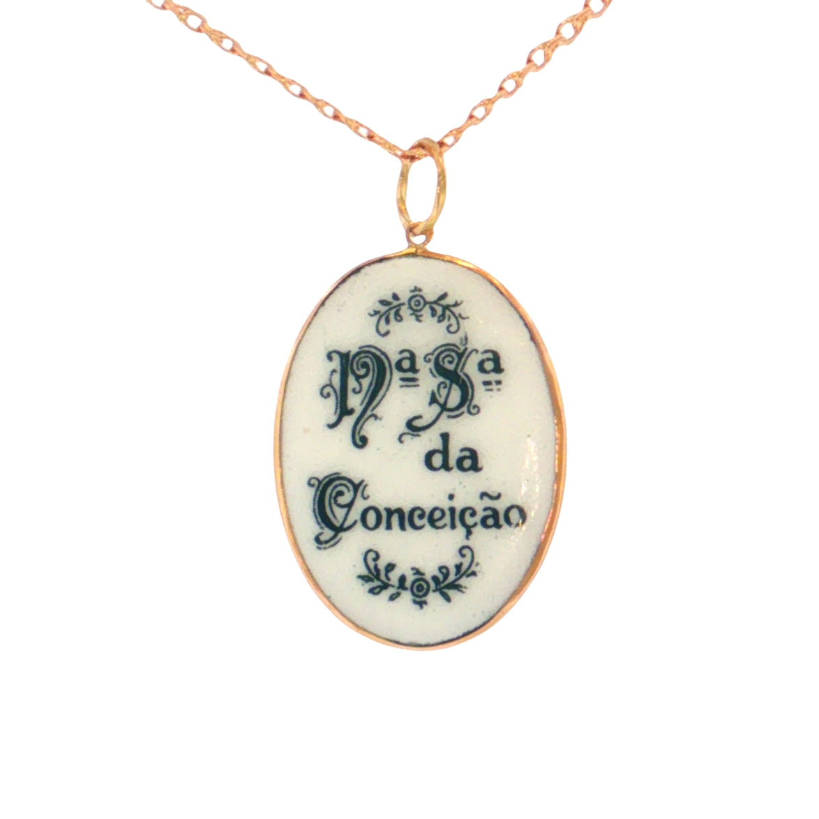 19.2K Portuguese Gold  Plain Bezel Senhora da Conceição Our Lady of the Conception Medium Pendant back