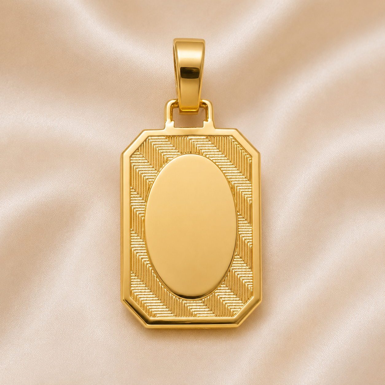 19.2K Portuguese Gold | Polished Curved Rectangular Pendant