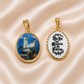 19.2K Portuguese Gold | Porcelain Bezel Saint Fatima Pendant Plain and Vintage