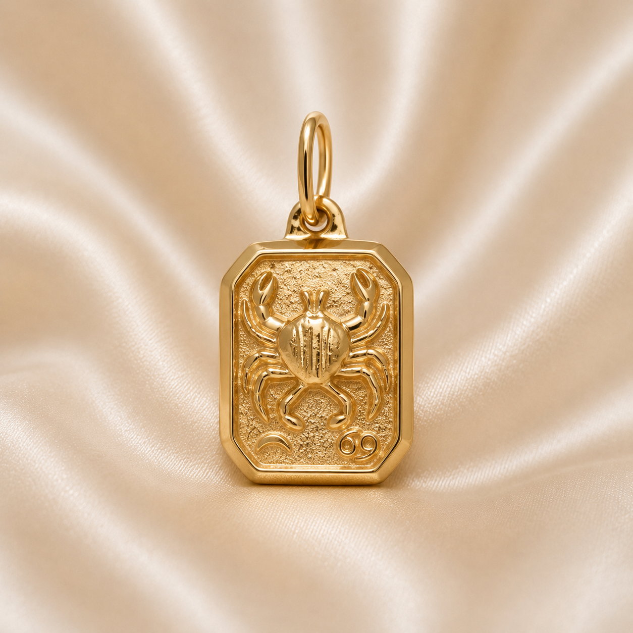 19.2K Portuguese Gold | Rectangular Vintage Zodiac Pendants Scorpio Charm Pendant 