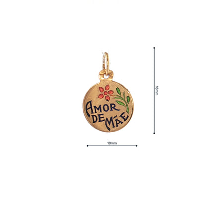 19.2K Portuguese Gold Round Amor De Mae Mother Charms Small Front