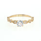 19.2K Portuguese Gold | Round CZ Engagement Ring with Milgrain Leaf-Shaped Accents