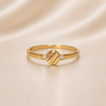 19.2K Portuguese Gold | Round CZ Signet Ring dainty minimalist  